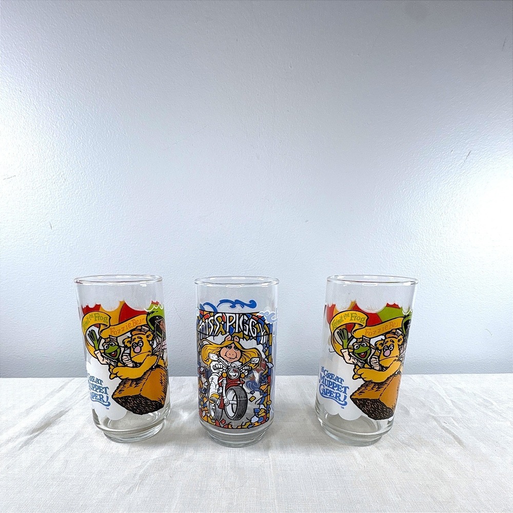 Vintage 1981 McDonalds The Great Muppet Caper Glass Set of 3